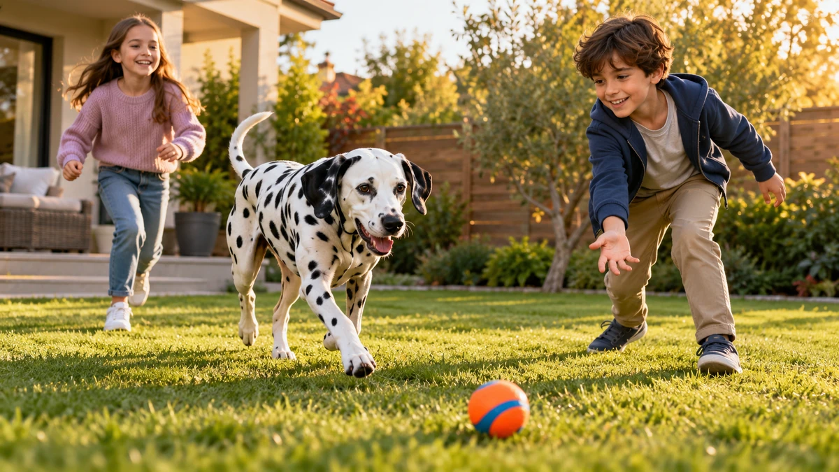 Dalmaçyalı köpek — çocuklarla oyun